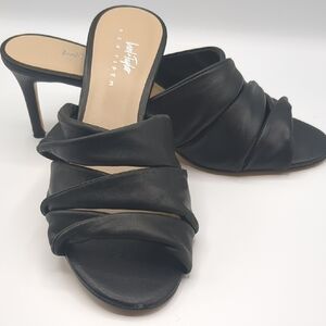 Lord & Taylor Black Leather Heeled Sandals